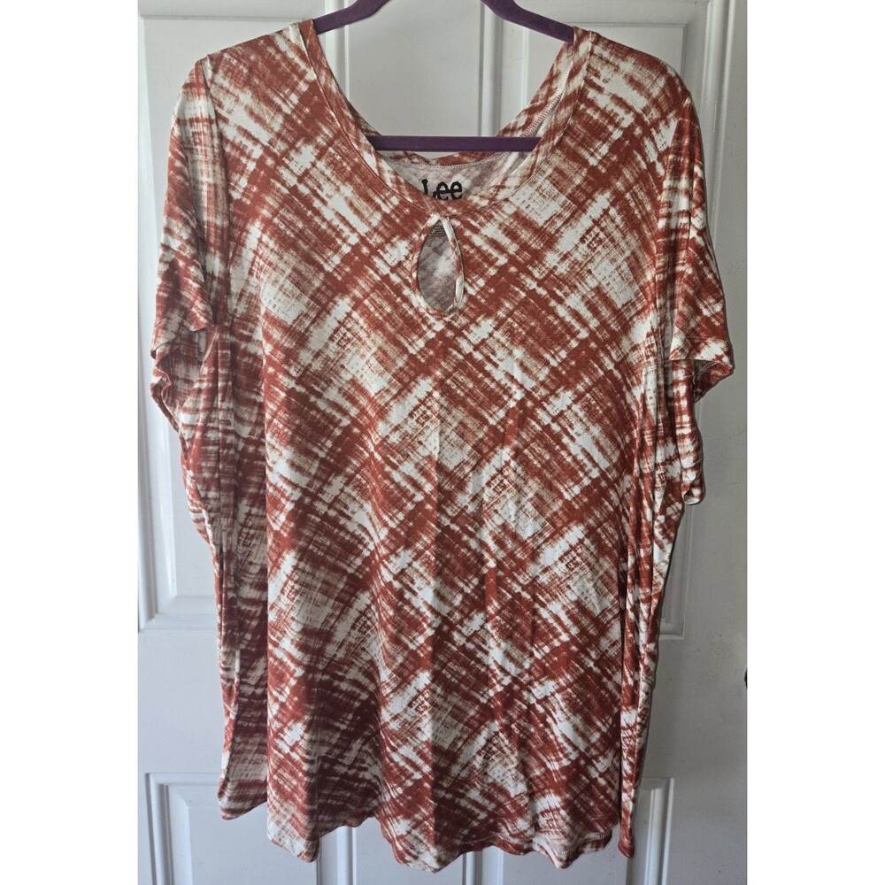 Lee Women Blouse size 2Xl Orange Striped